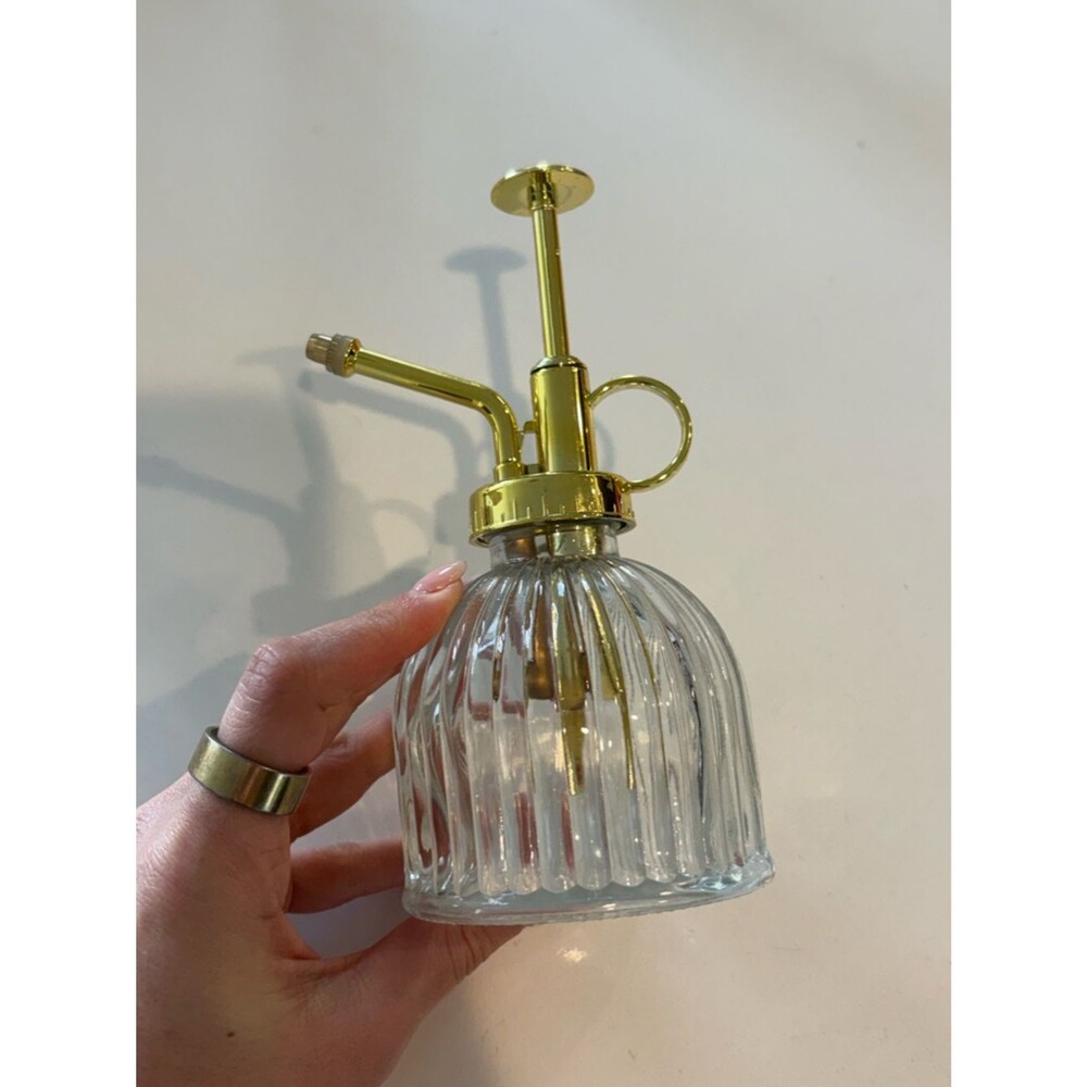Urban Outfitters Clear Ribbed Glass Plant Spritzer with Label